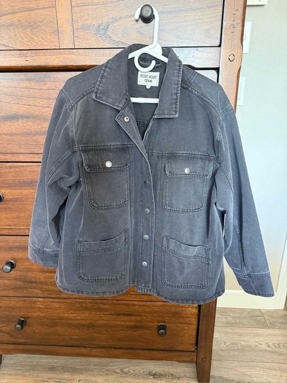 Velvet Heart washed out Black oversized chore style Denim Jacket
